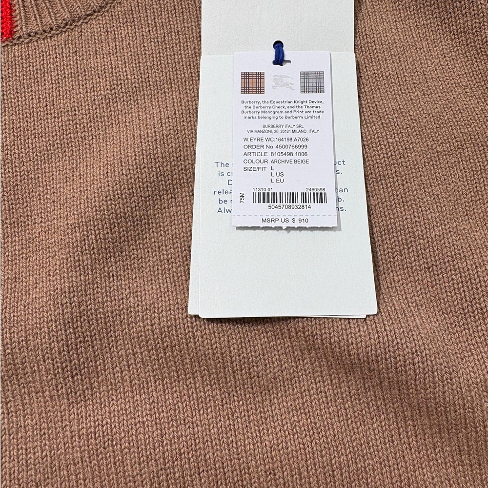 Burberry Icon Stripe Cashmere Sweater Brown Medium - Picture 6 of 7